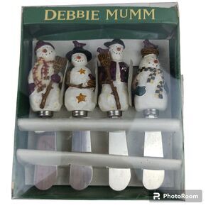 DEBBIE MUMM Primitive Farmhouse Decor SNOWMAN SPREADERS Set OF 4 New In Box